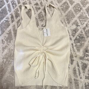 Debut Ivory Ribbed Tank Top